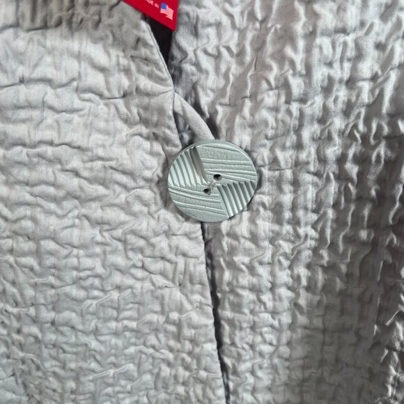 IC Connie K Crinkle Jacket Size XS Silver Gray Asymmetric Artsy Art to Wear - Picture 7 of 11
